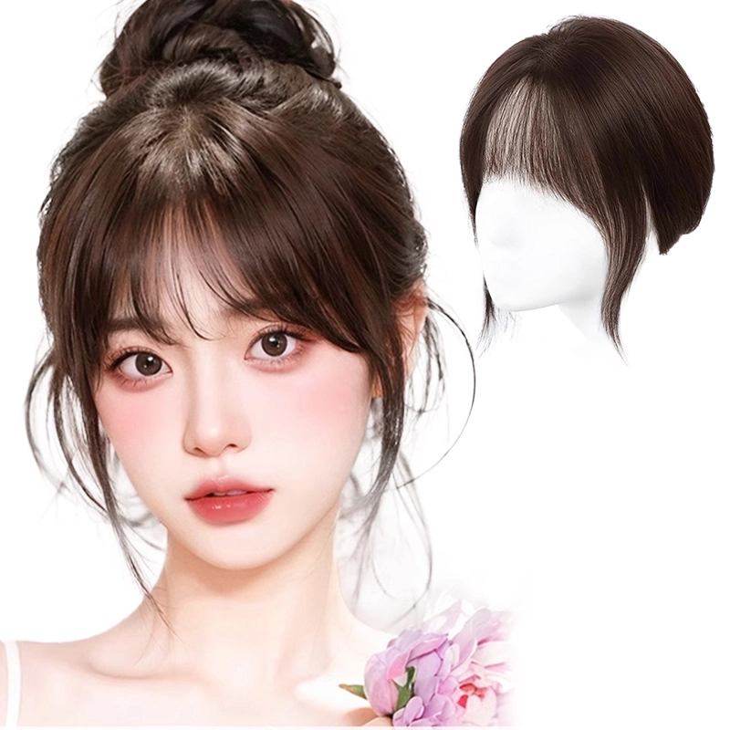 晚晚风 法式刘海假发片 女头顶稀少补发蓬松真发高颅顶