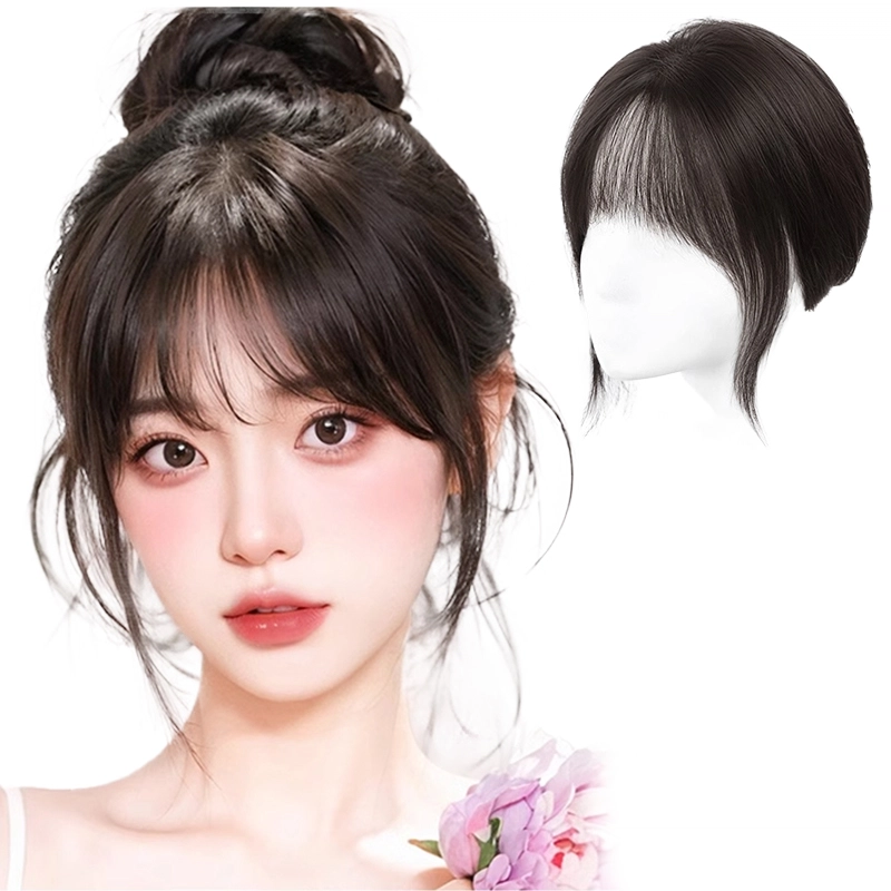 晚晚风 法式刘海假发片 女头顶稀少补发蓬松真发高颅顶