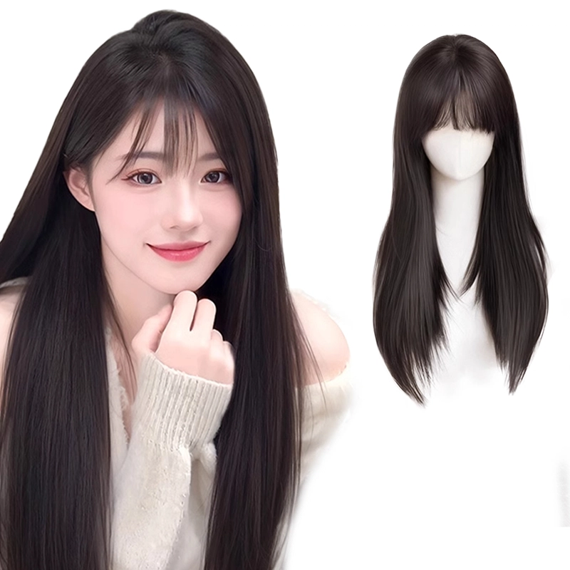 怡泽 法式刘海假发套 头顶增发量蓬松遮白发 自然色/摩卡棕