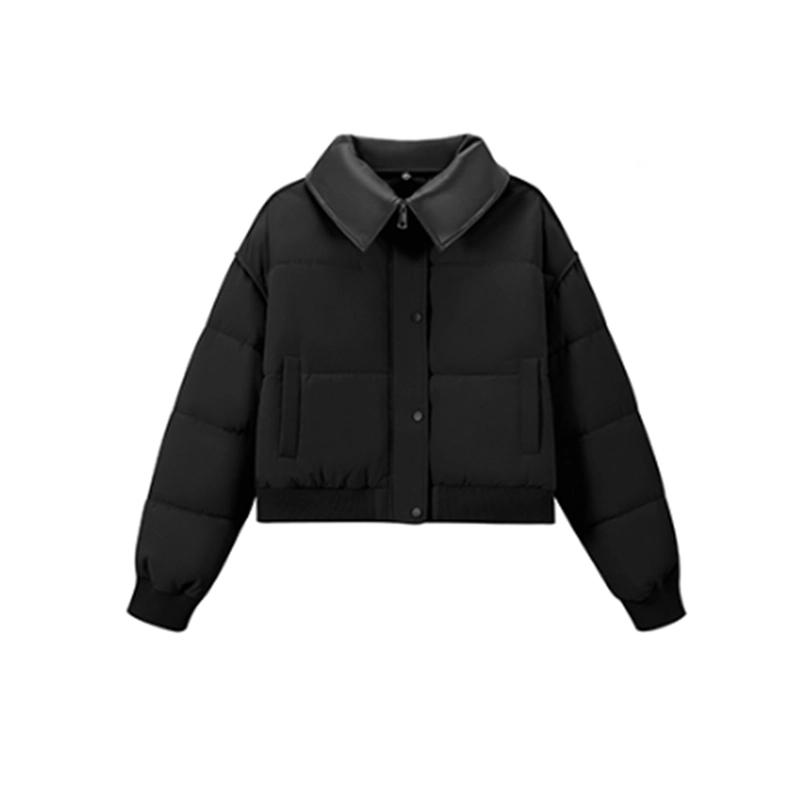 果瑱 短款韩版拼接小个子面包服冬季加厚外套棉服 男女同款 黑色