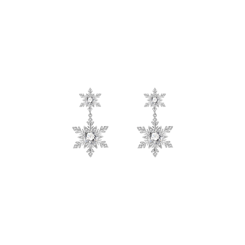 芒果饰品 双雪花流苏 铜 耳环 女款