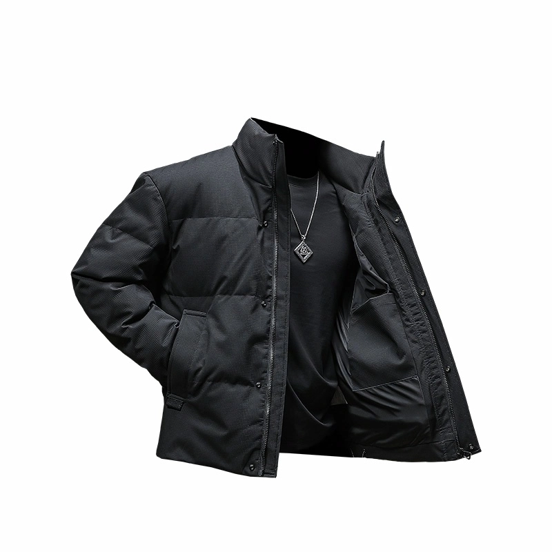 季言 防风立领纯色休闲羽绒服 男款 黑色