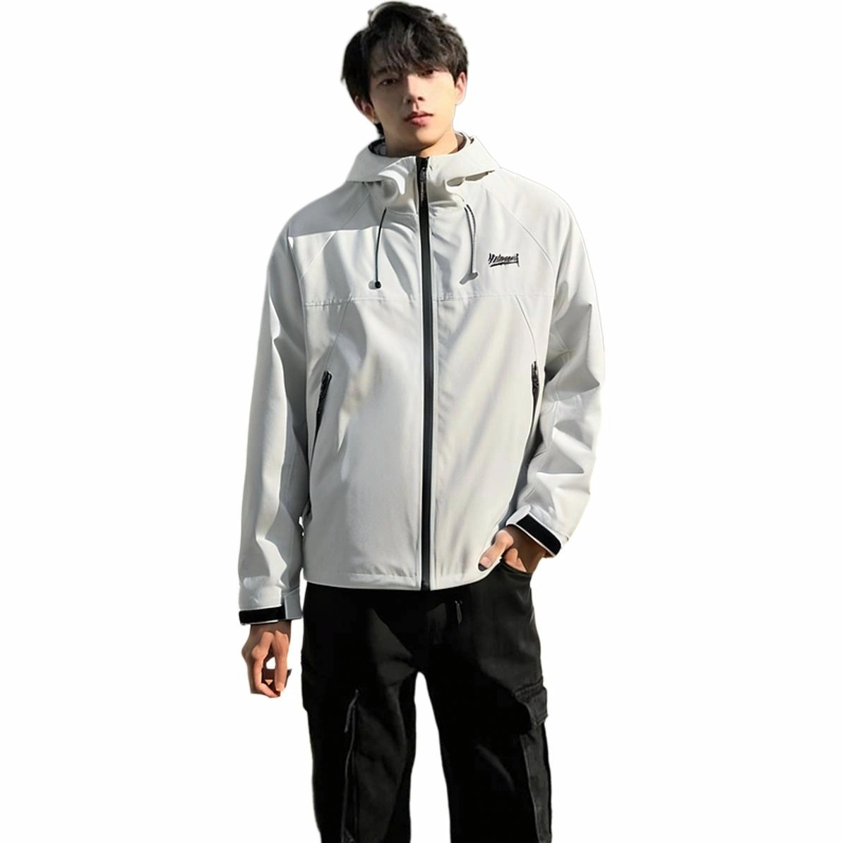 雅鹿  户外机能风百搭山系运动保暖外套登山三合一内胆宽松休闲纯色简约连帽  防水防风冲锋衣 男女同款 米白