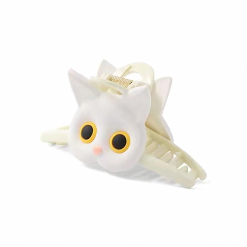 零界 可爱猫咪爱心亮面鲨鱼夹趣味大眼呆萌简约造型感日常通勤 亚克力 发夹 男女同款情侣款