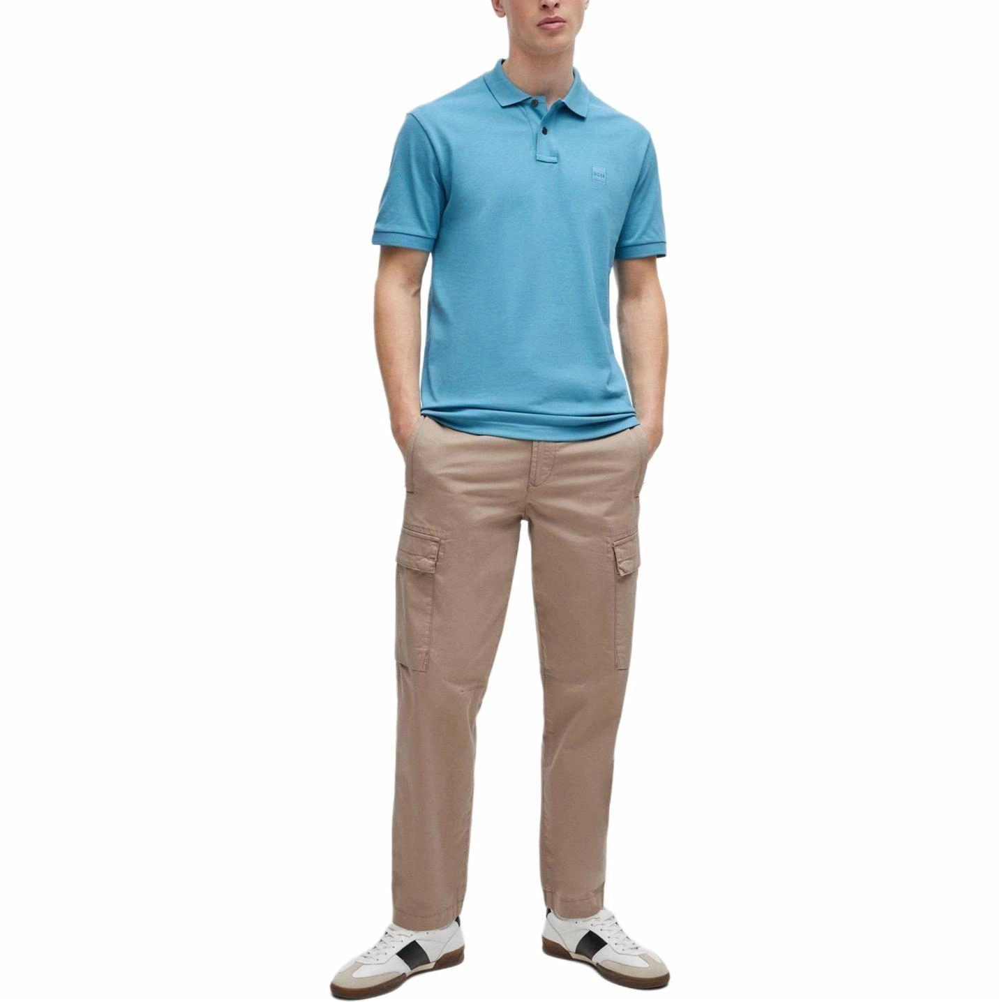 HUGO BOSS Stretch-Cotton Slim-Fit Polo Shirt With Logo Patch LogoPolo