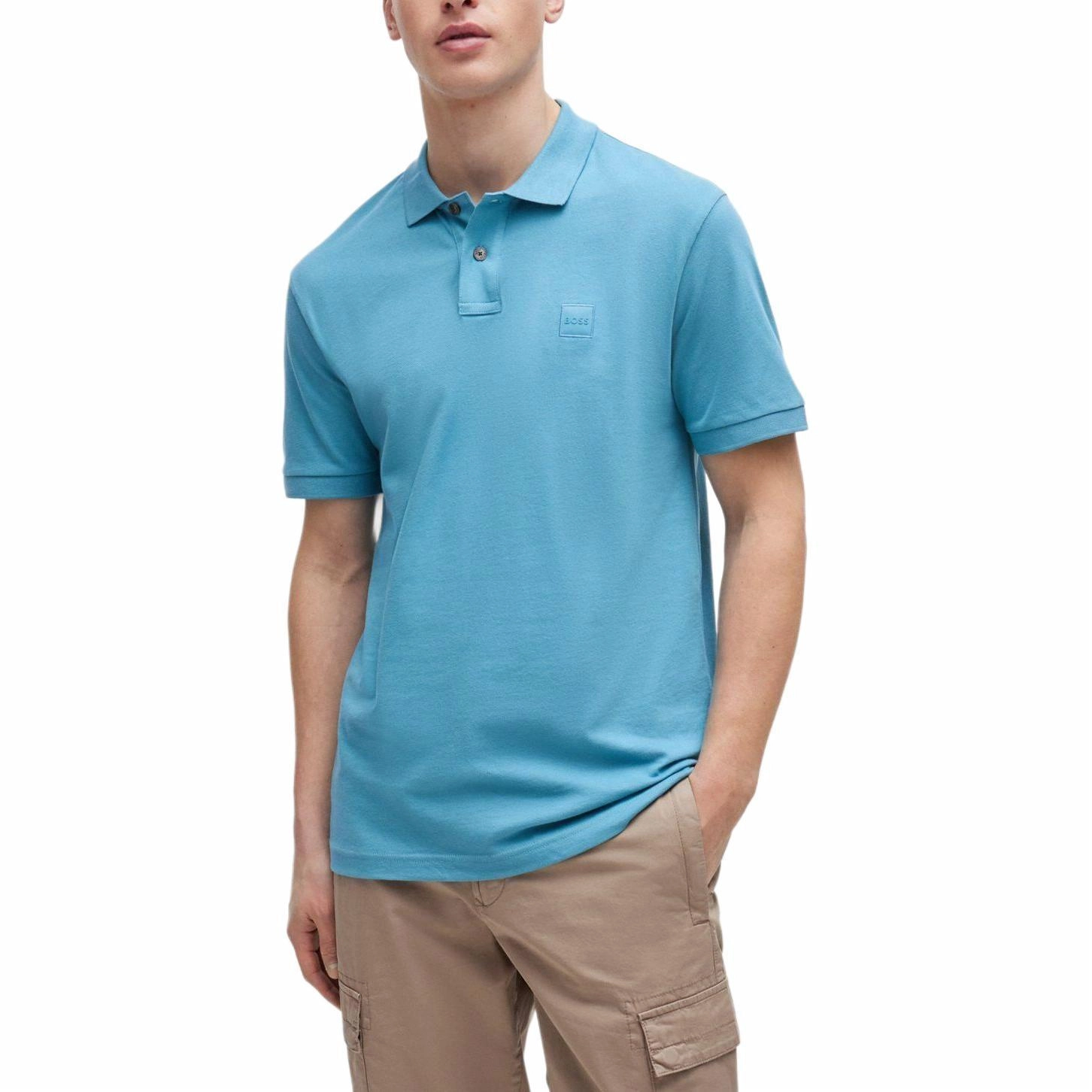 HUGO BOSS Stretch-Cotton Slim-Fit Polo Shirt With Logo Patch LogoPolo