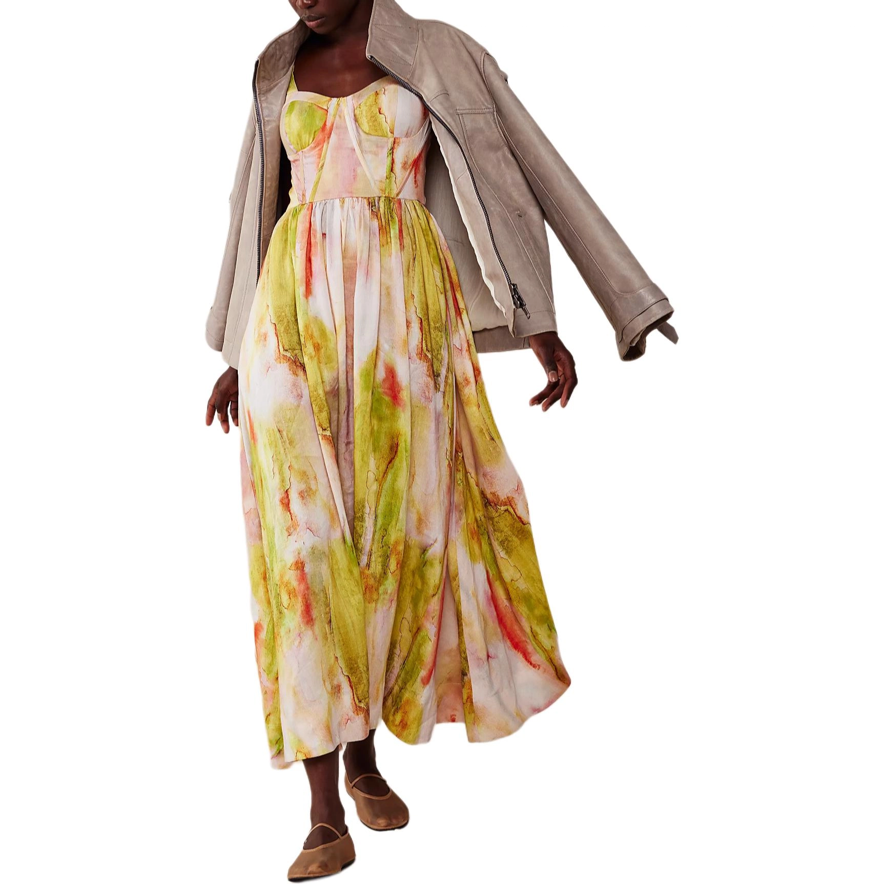 FREE PEOPLE Aureta Showstopper Midi Dress Sunrise Dream