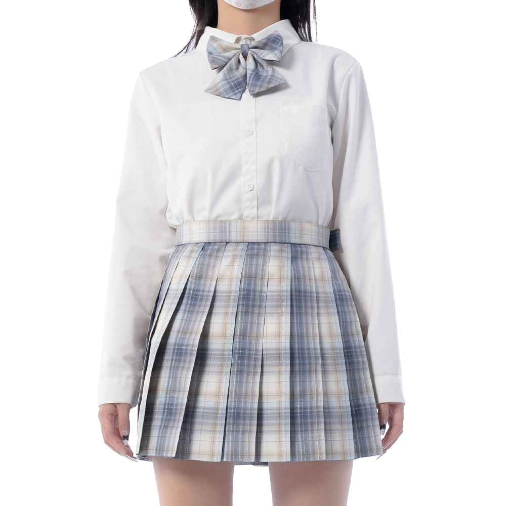 日暮星河 学院风舒适时尚长袖上衣日系百褶裙衬衫套装 女款 星河暮