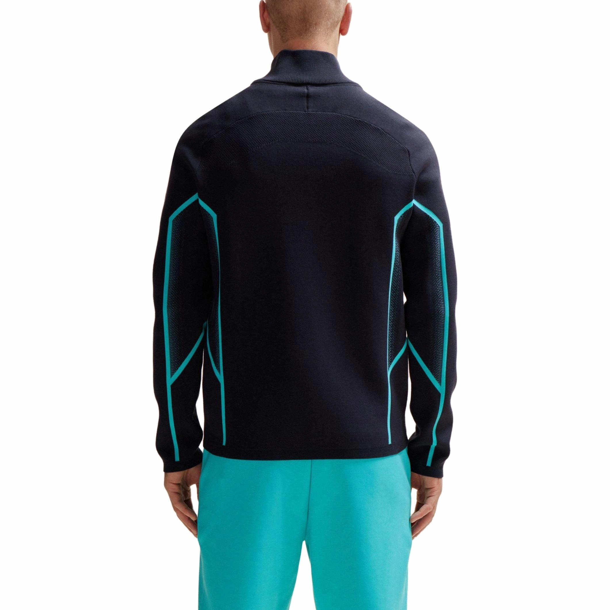 HUGO BOSS Zip-Neck Regular-Fit Sweater With Degrad Jacquard