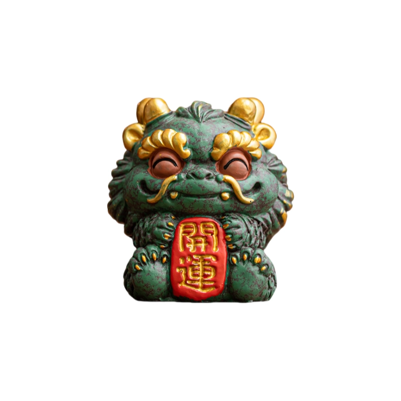 咕轹 暴富开运招财醒狮小摆件青砂石创意客厅装饰礼盒装  潮流衍生品