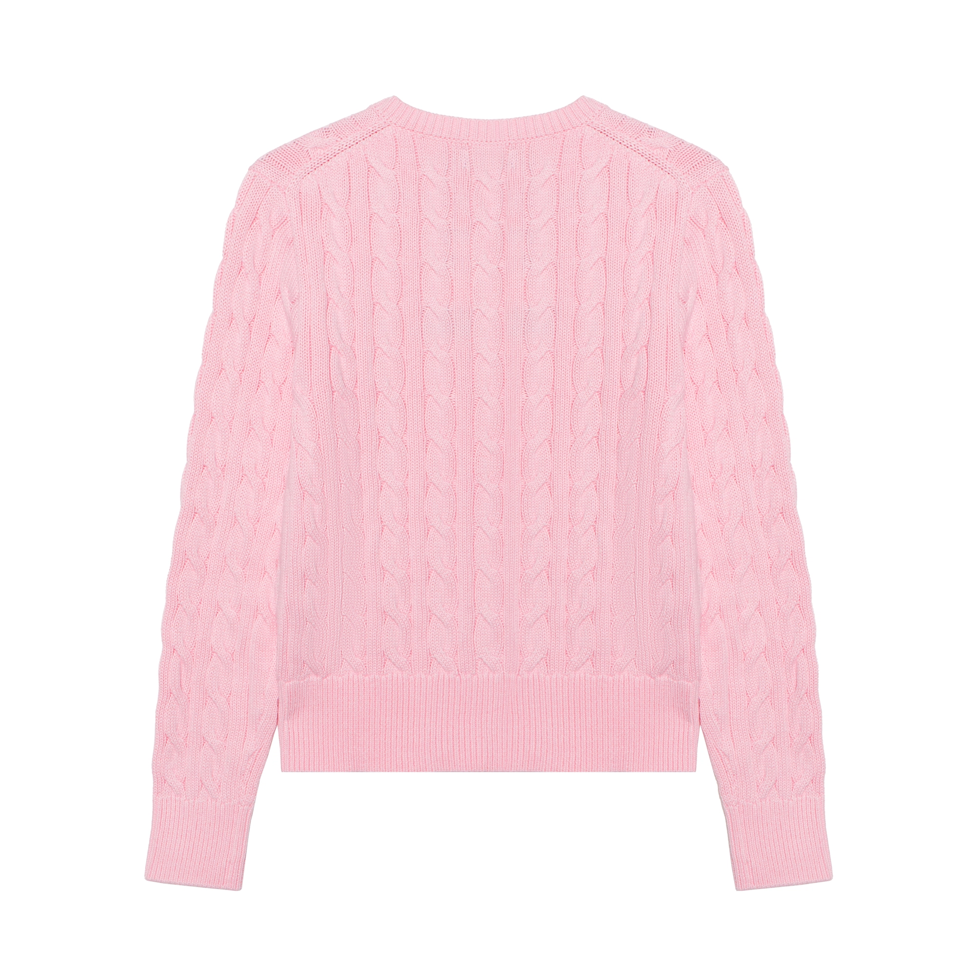 Polo Ralph Lauren Cable-Knit Cotton Crewneck Cardigan Logo