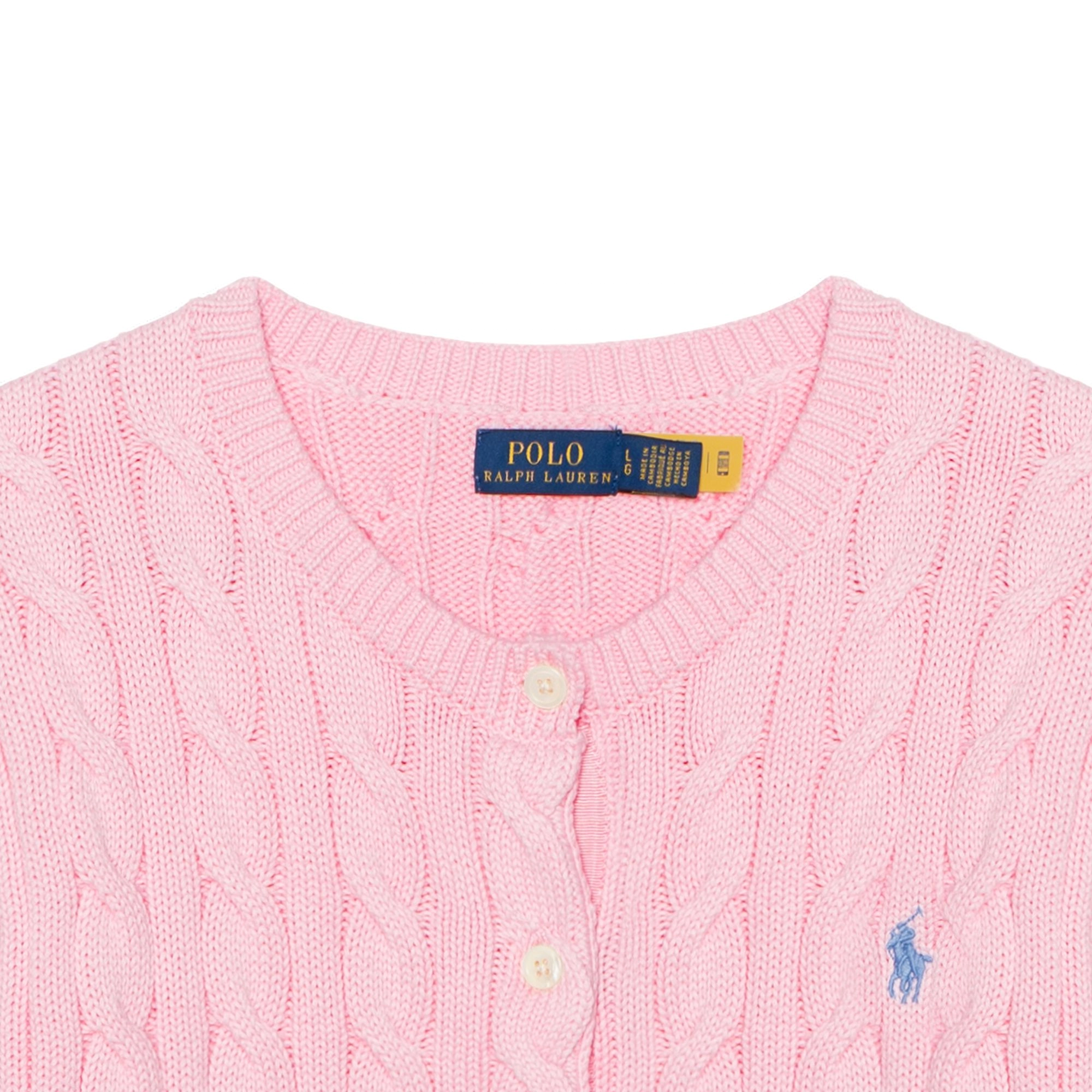 Polo Ralph Lauren Cable-Knit Cotton Crewneck Cardigan Logo