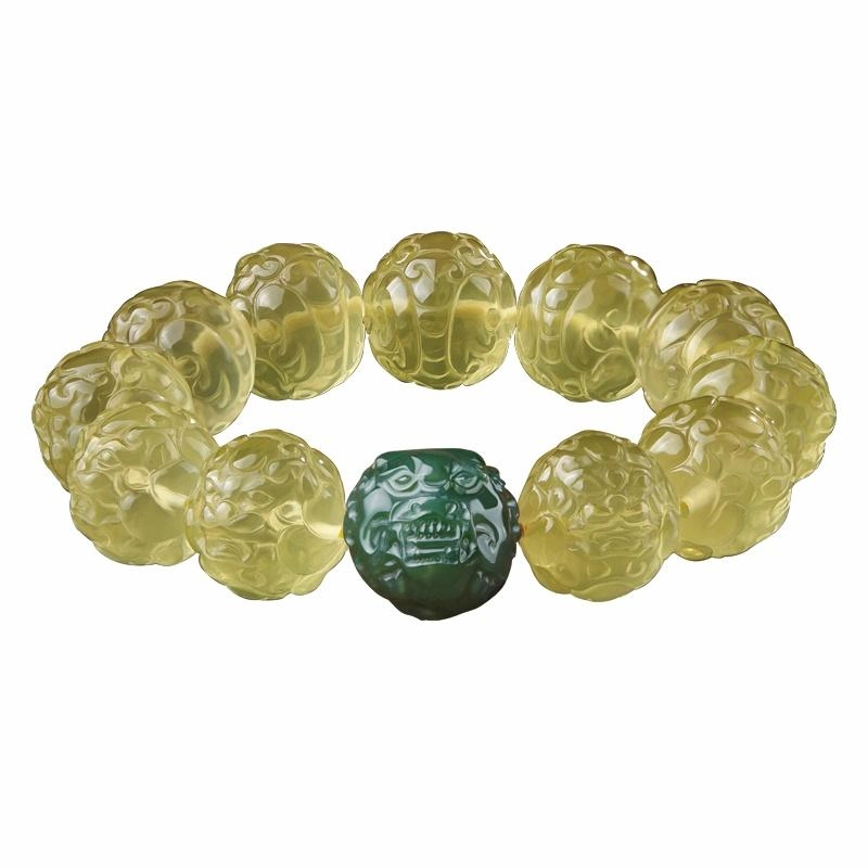 易明居 国潮文玩貔貅大颗念珠佛珠盘玩 水晶 玉石手串 男女同款情侣款