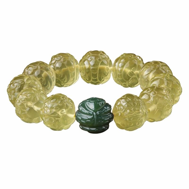 易明居 国潮文玩貔貅大颗念珠佛珠盘玩 水晶 玉石手串 男女同款情侣款