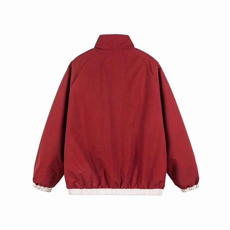 红蜻蜓 美式潮牌高街三条杠条纹宽松飞行服印花潮牌教练夹克外套 男女同款
