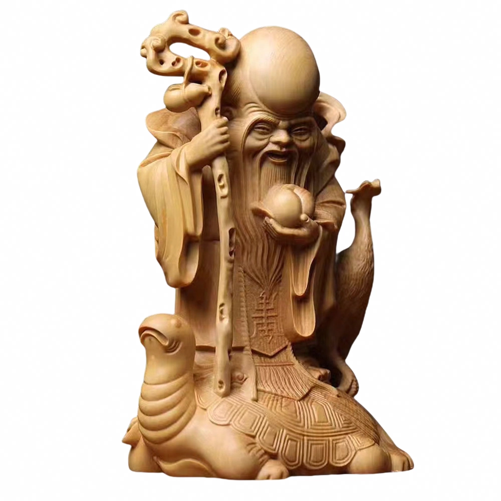 仙作美 雕刻龟鹤寿星吉祥长寿实木雕客厅 崖柏 摆件 男女同款情侣款