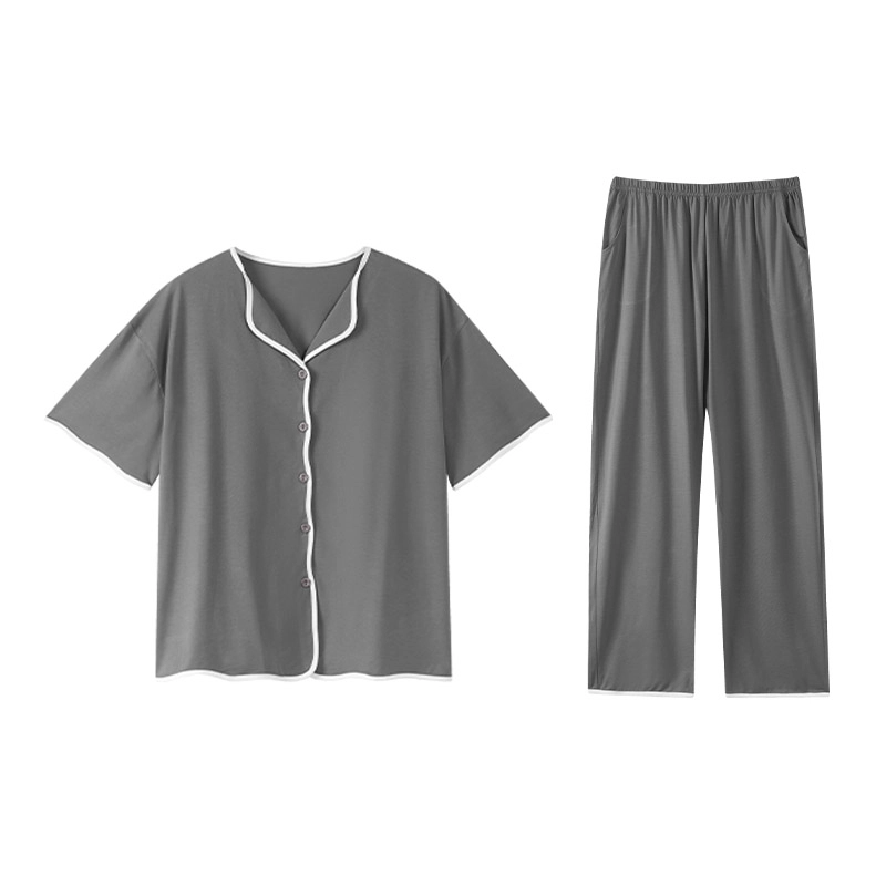 怀尔蔚 舒适纯色透气短袖长裤家居服可外穿睡衣套装 女款 图片色
