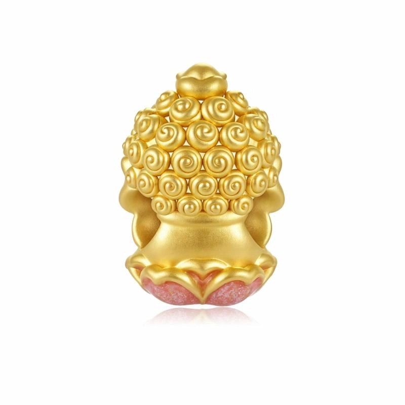 潮小金 佛系平常心珐琅小佛转运珠硬金可爱佛像红色手绳#好运 足金 一口价 黄金手链 男女同款情侣款