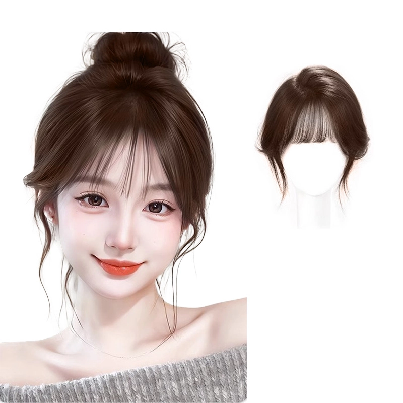 晚晚风 隐形刘海假发女片 头顶蓬松全真发高颅顶遮白发自然轻薄补发片