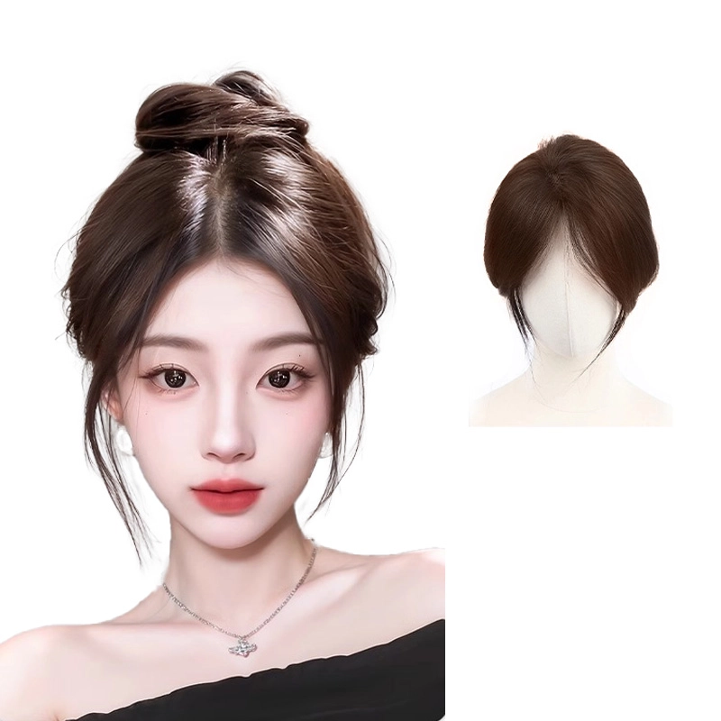 晚晚风 隐形刘海假发女片 头顶蓬松全真发高颅顶遮白发自然轻薄补发片