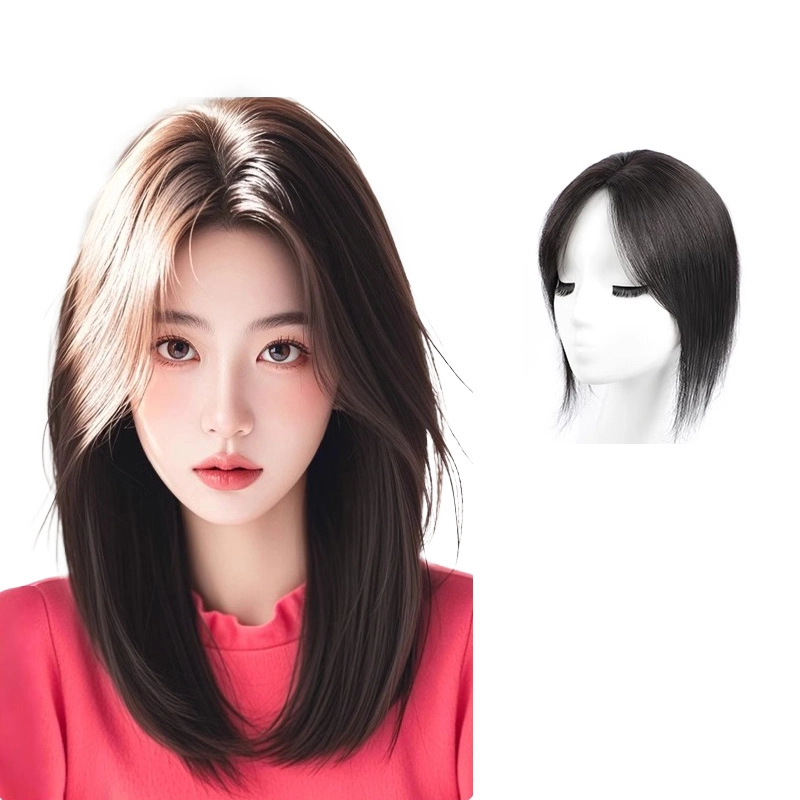 晚晚风 高度逼真递针全真发假发女片 头顶遮白发增发量蓬松高颅顶自然前额补发片