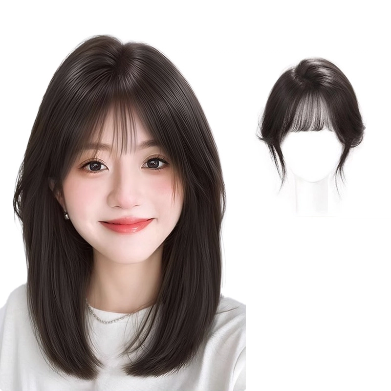 晚晚风 高度逼真递针全真发假发女片 头顶遮白发增发量蓬松高颅顶自然前额补发片