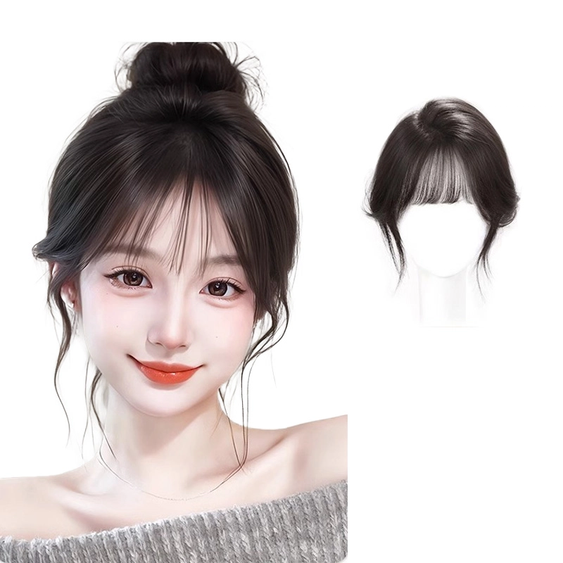 晚晚风 隐形刘海假发女片 头顶蓬松全真发高颅顶遮白发自然轻薄补发片