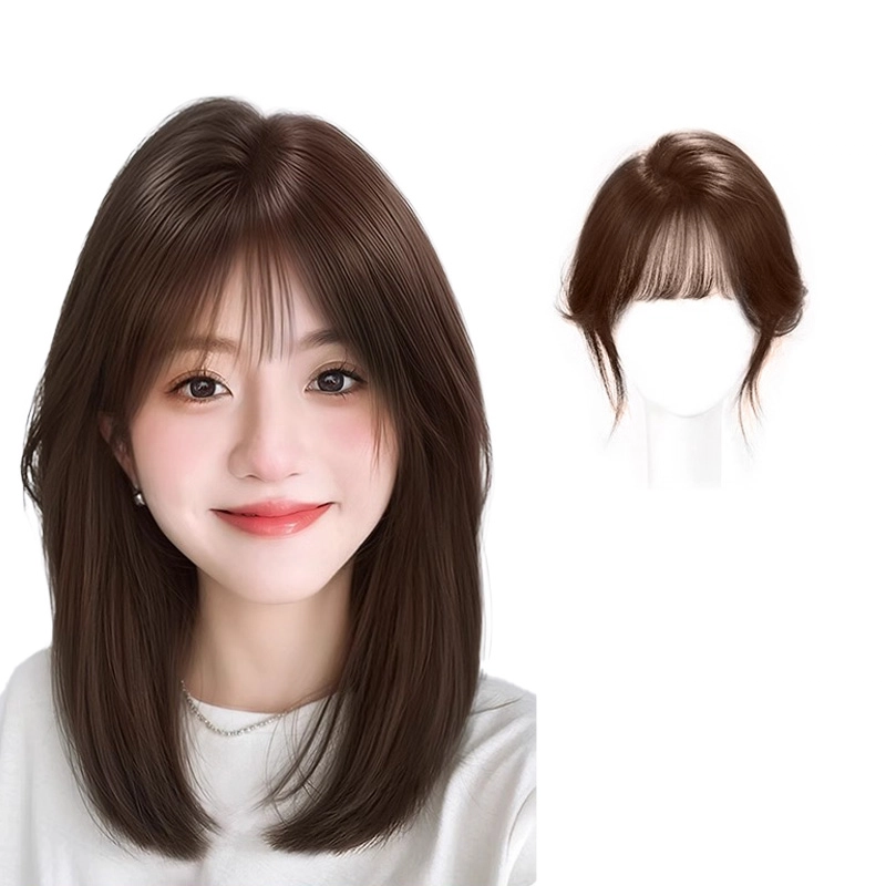 晚晚风 高度逼真递针全真发假发女片 头顶遮白发增发量蓬松高颅顶自然前额补发片