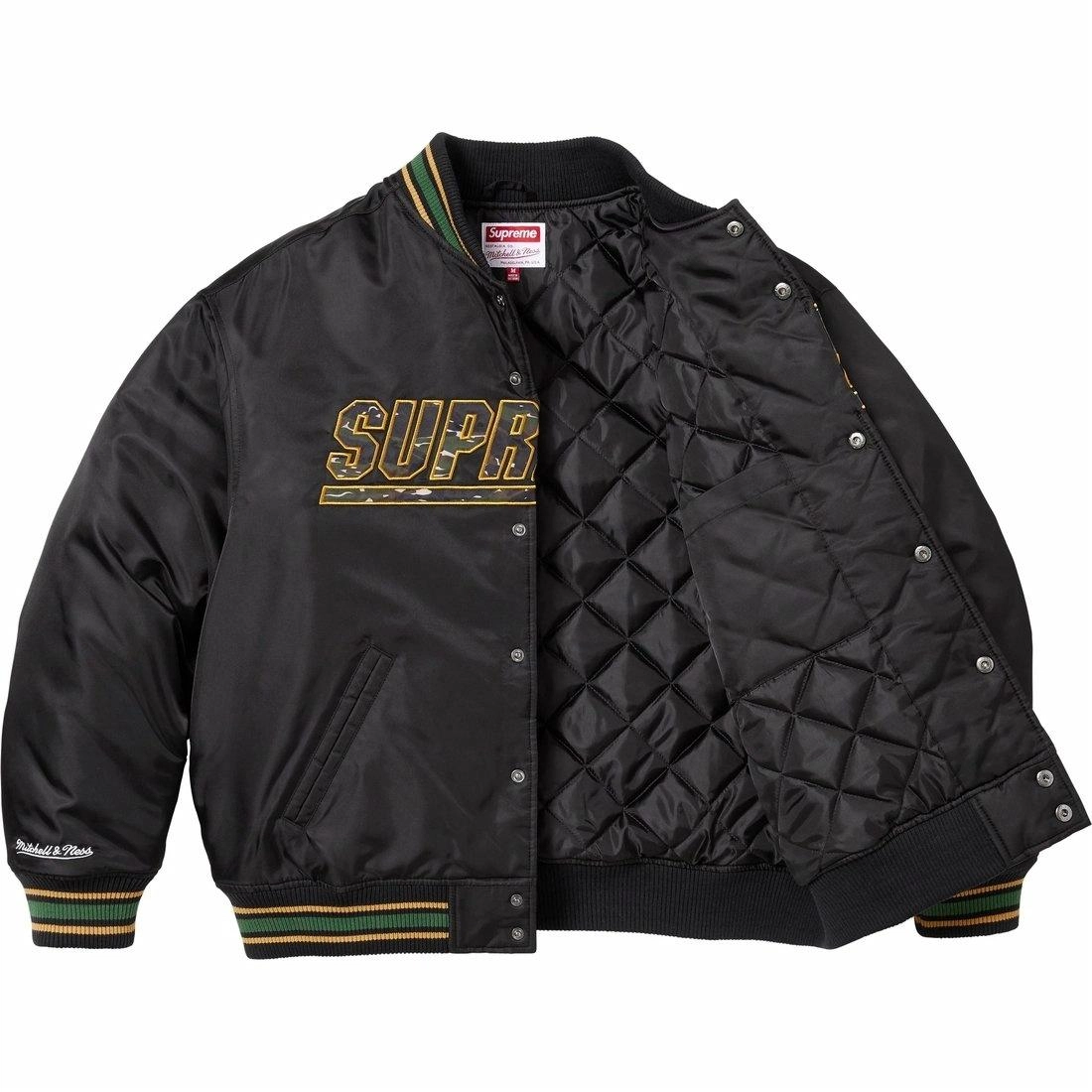 Supreme x Mitchell Ness SS25 WEEK1 Camo Logo Varsity Jacket