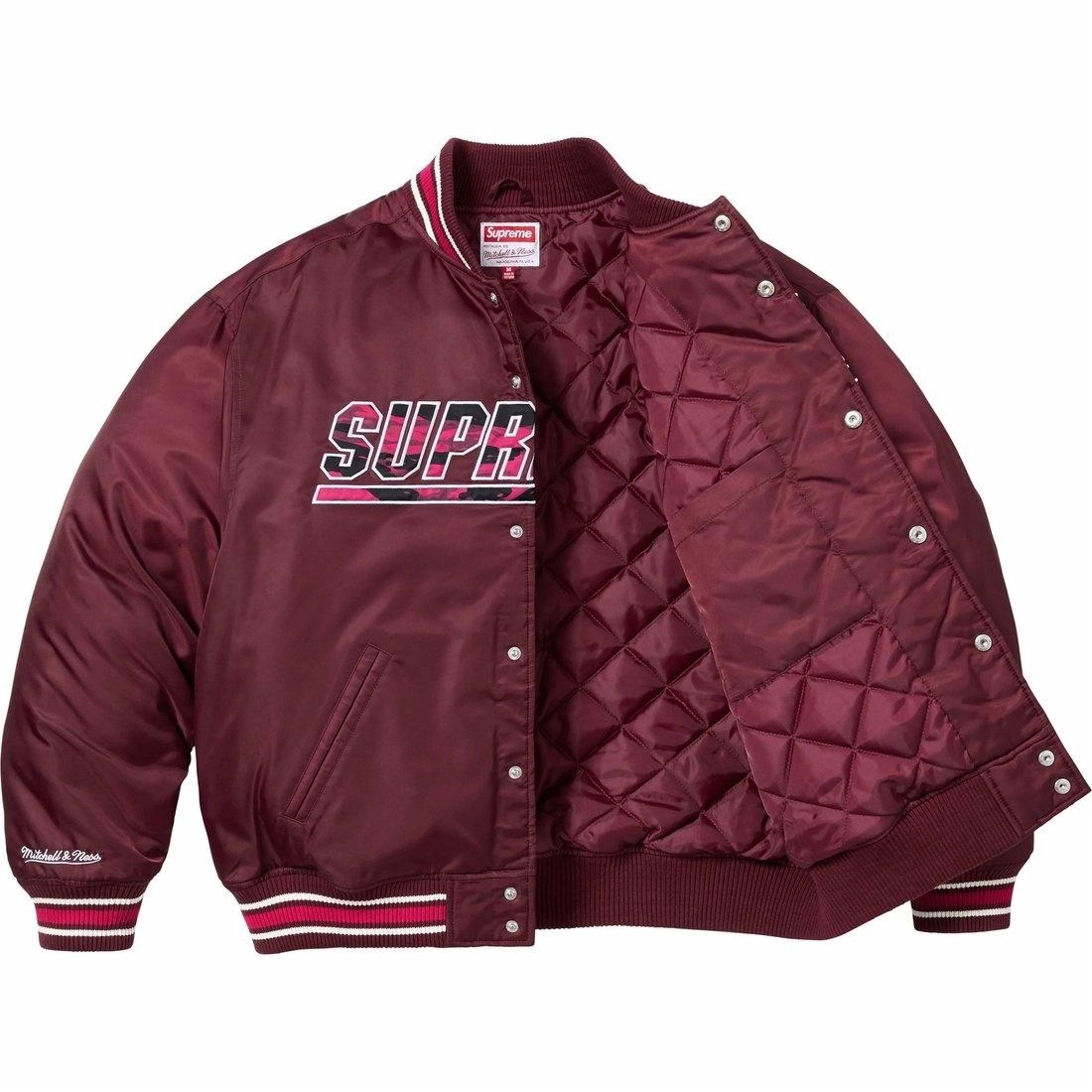 Supreme x Mitchell Ness SS25 WEEK1 Camo Logo Varsity Jacket