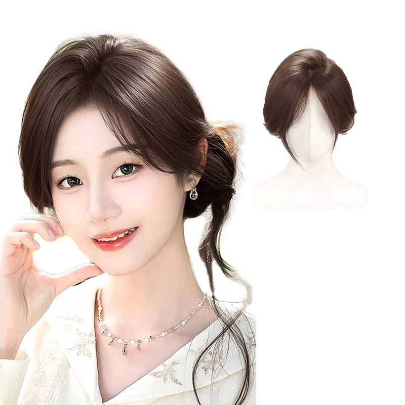 晚晚风 氛围感假发女片 头顶蓬松高颅顶前额自然全真发增发量遮白补发片