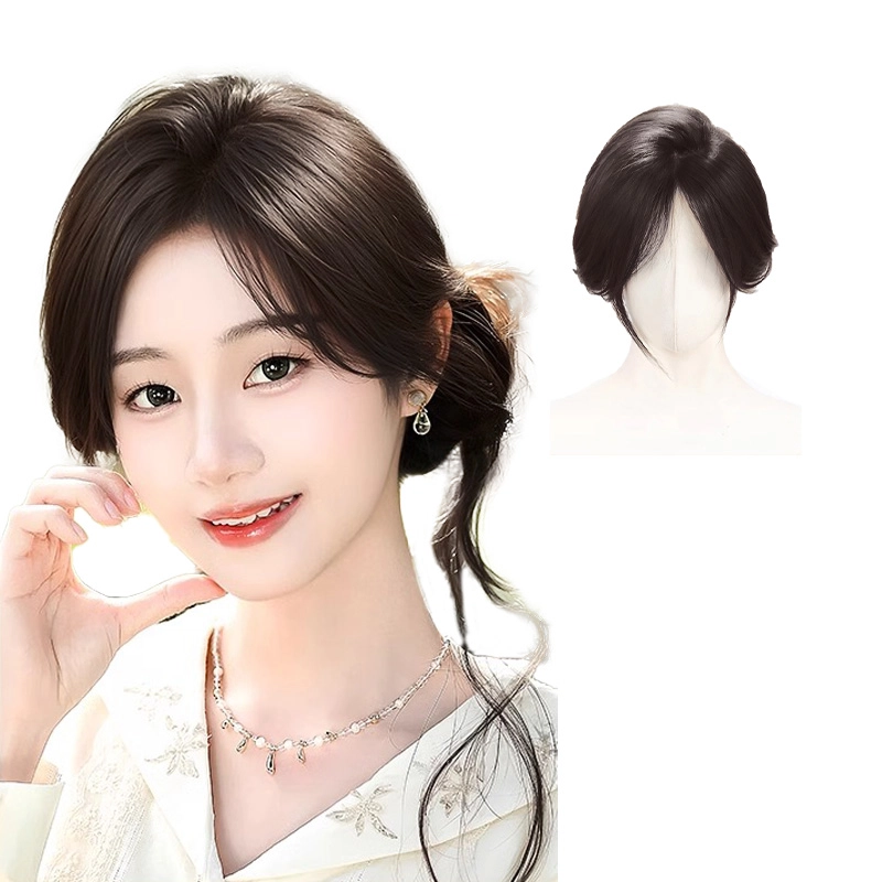 晚晚风 氛围感假发女片 头顶蓬松高颅顶前额自然全真发增发量遮白补发片