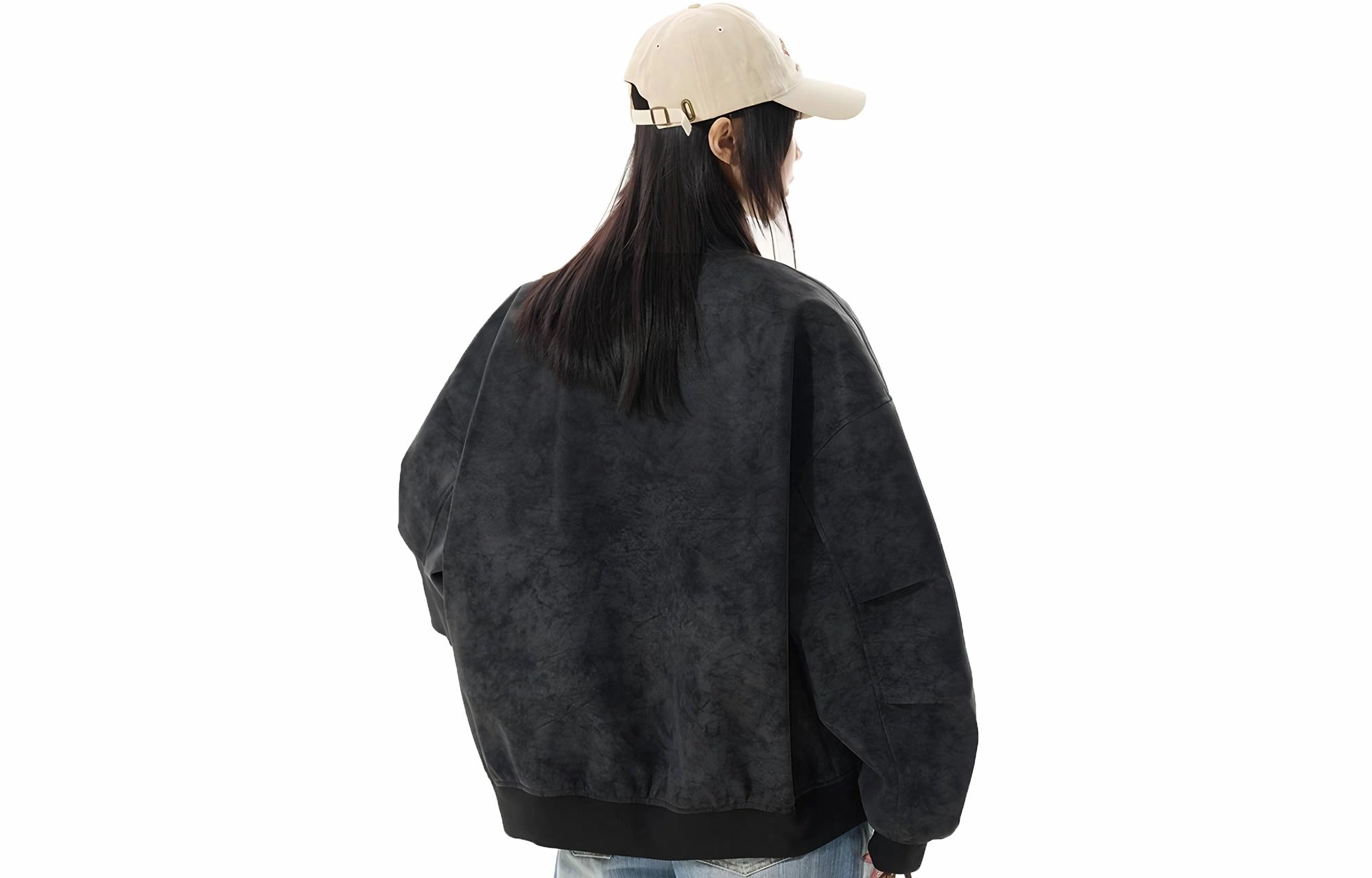 徐太浪 美式复古双开拉链外套百搭潮流休闲宽松棒球领水洗皮衣飞行员教练夹克 男女同款