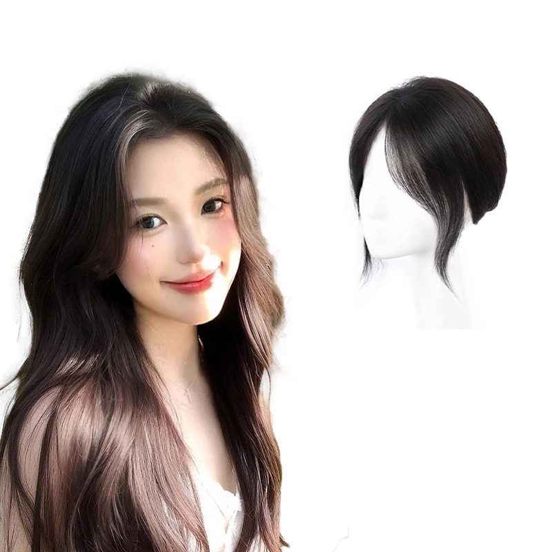 晚晚风 慵懒感刘海假发女片 头顶自然前额蓬松高颅顶增发量全真发遮白发补发片