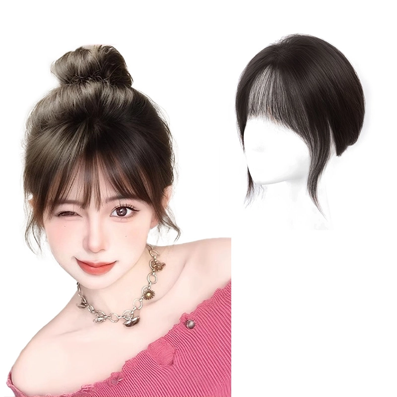 晚晚风 慵懒感刘海假发女片 头顶自然前额蓬松高颅顶增发量全真发遮白发补发片