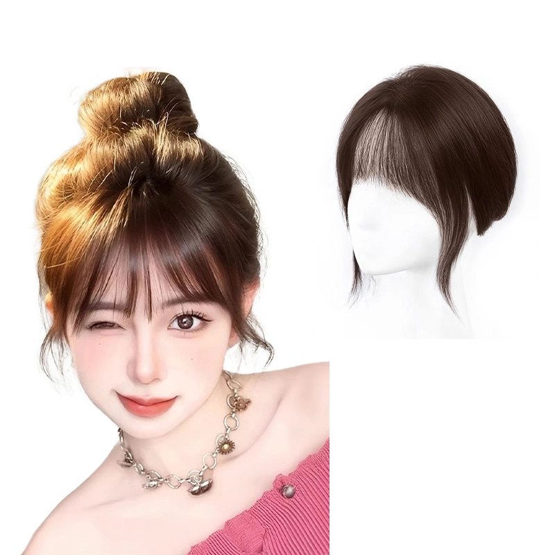 晚晚风 慵懒感刘海假发女片 头顶自然前额蓬松高颅顶增发量全真发遮白发补发片