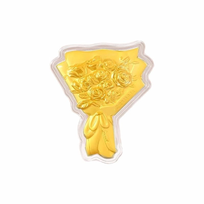 六桂福珠宝 黄金玫瑰花 真爱永不凋谢恋爱告白甜蜜示爱 玫瑰礼盒 投资金 足金 一口价 金片 男女同款情侣款