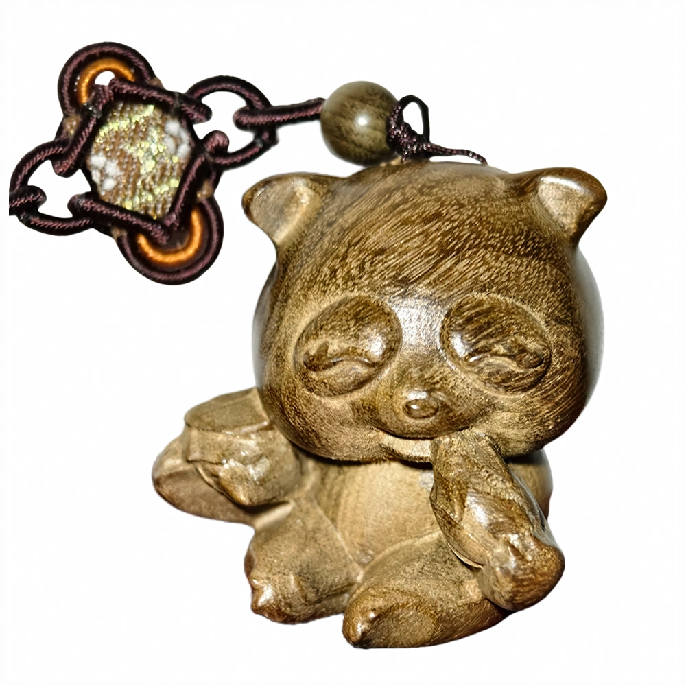 仙作美 假一赔万（小熊猫）金丝楠木乌木中式工艺品文玩小挂件 阴沉木 木作把件 男女同款情侣款