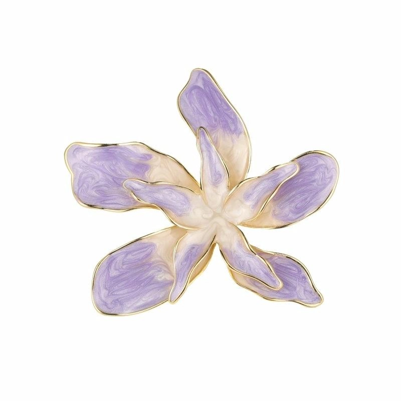 山一丸 珐琅彩绘紫色花朵优雅外套 合金 胸针 女款