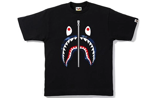 A BATHING APE Color Camo Shark Tee BlackNavy T