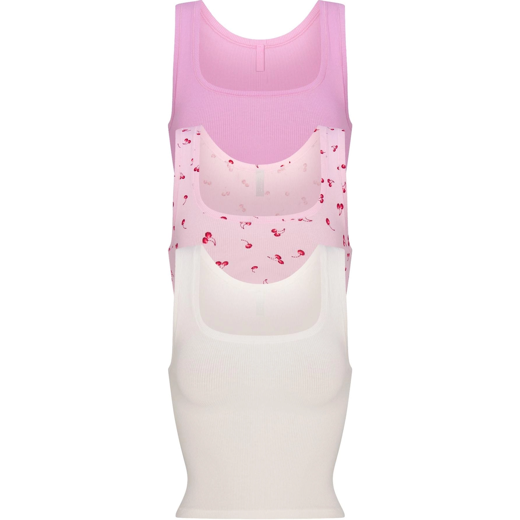 SKIMS COTTON RIB TANK 3-PACK PETAL MULTI