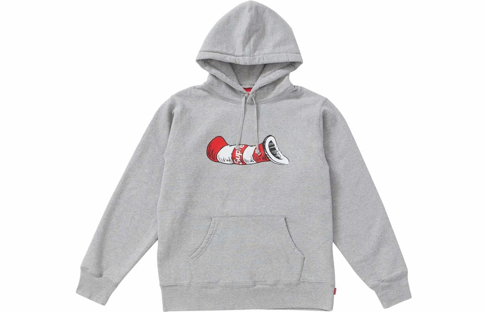 Supreme FW18 Cat in the Hat Hooded Sweatshirt Heather Grey