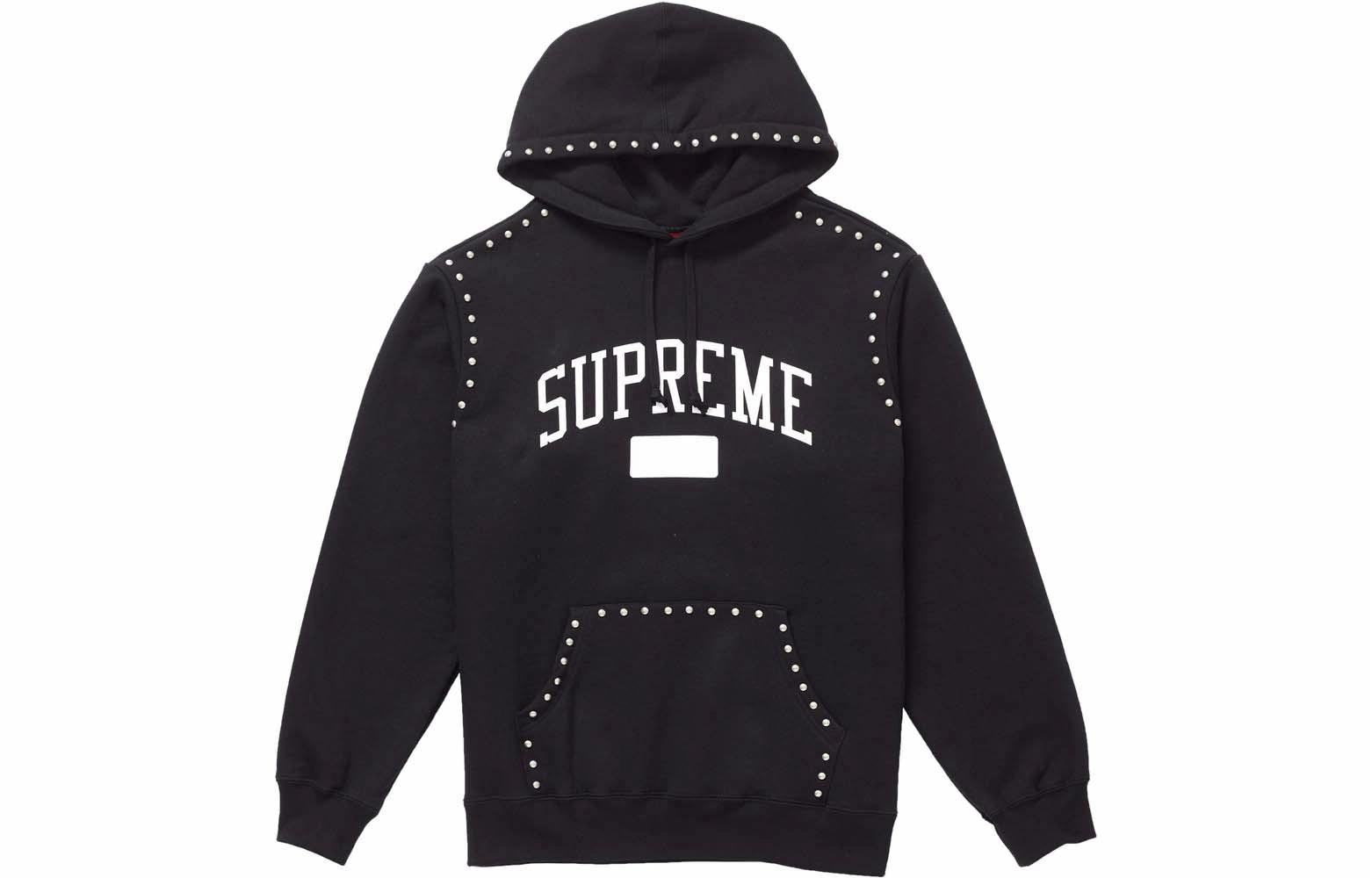 Supreme FW18 Studded Hooded Sweatshirt Black Logo