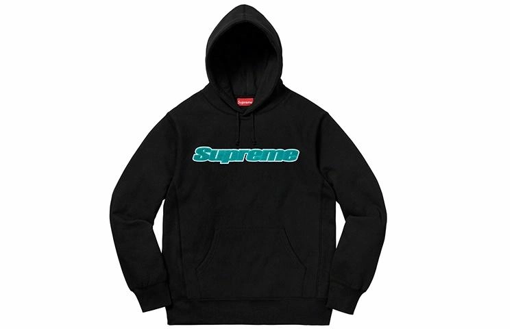 Supreme SS19 Chenille Hooded Sweatshirt Black Logo
