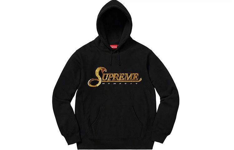Supreme FW19 Week 8 Sequin Viper Hooded Sweatshirt