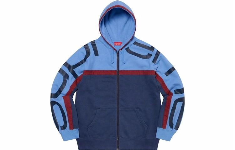 Supreme FW20 Week 13 Big Logo Paneled Zip Up Hooded Sweatshirt Logo
