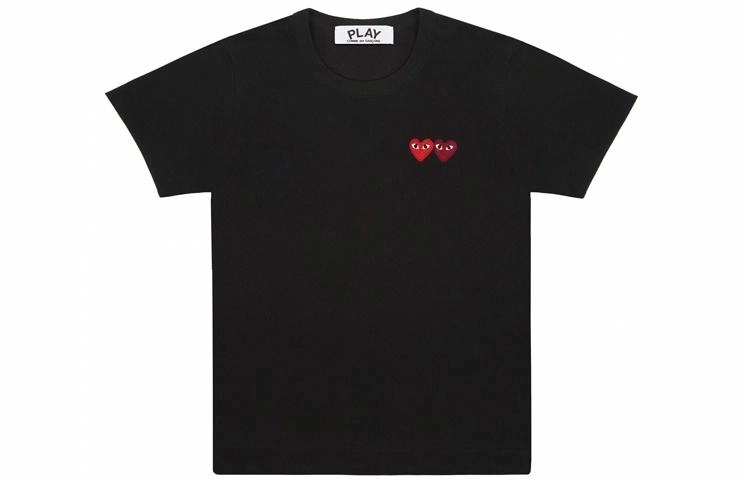 CDG Play Double Heart T-Shirt Black T