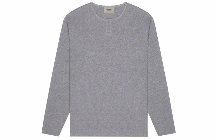 Fear of God Essentials FW20 Long Sleeve Henley T-Shirt Grey logoT