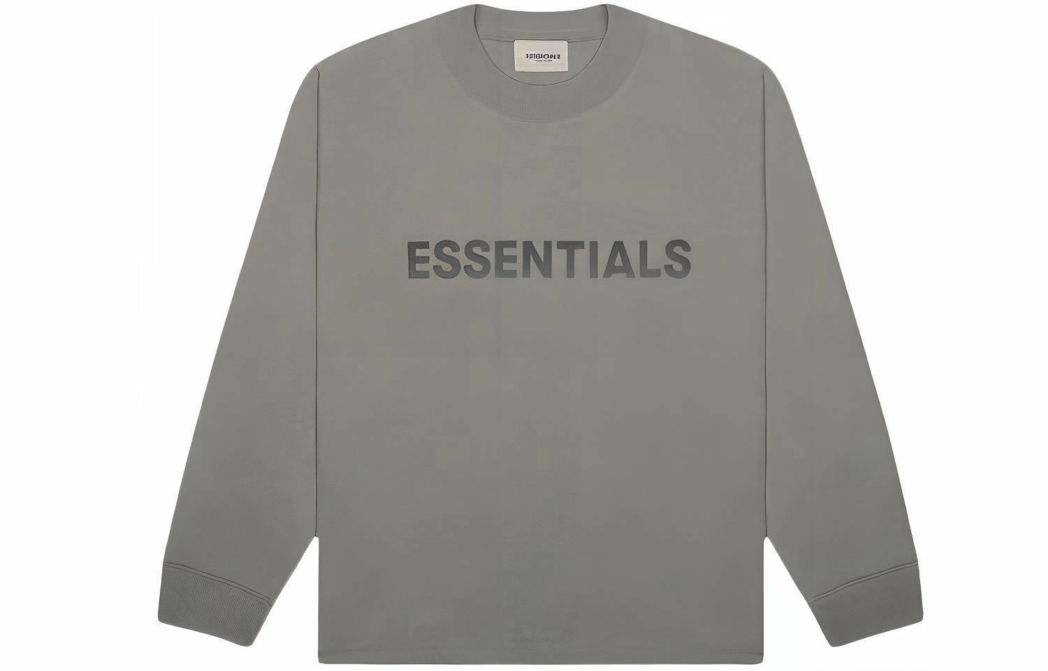 Fear of God Essentials 3D Silicon Applique Boxy Long Sleeve T-Shirt Cement LogoT