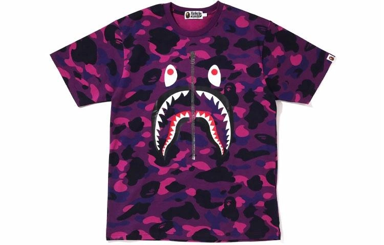 A BATHING APE Color camo shark tee T
